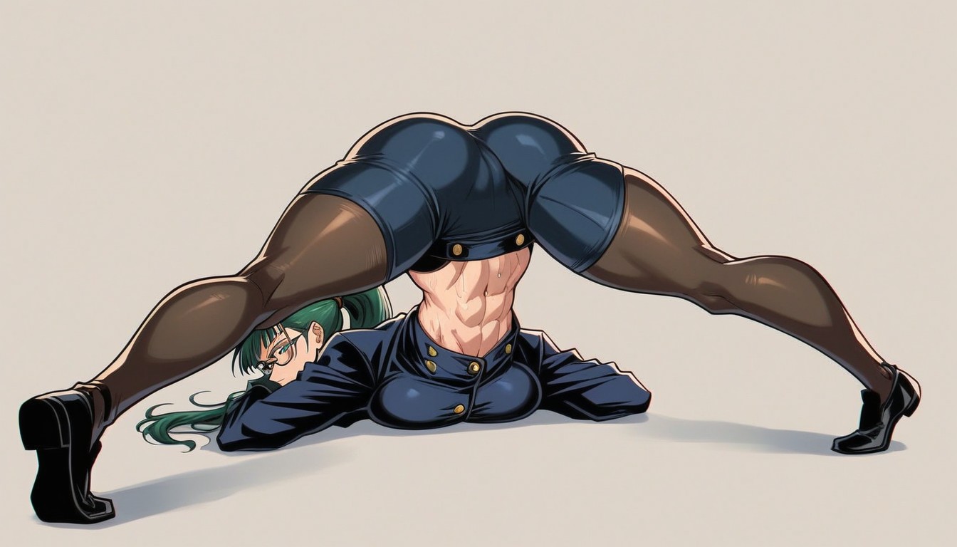 White Background, Rear View, Maki Zenin From Jujutsu Kaisen Porno IA Hentai