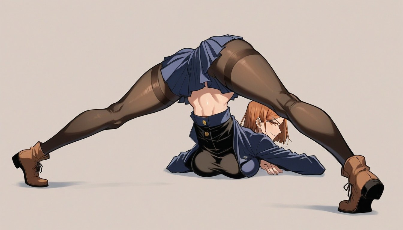 Navy Blue Skirt, Large Breasts, Sweaty Porno IA Hentai