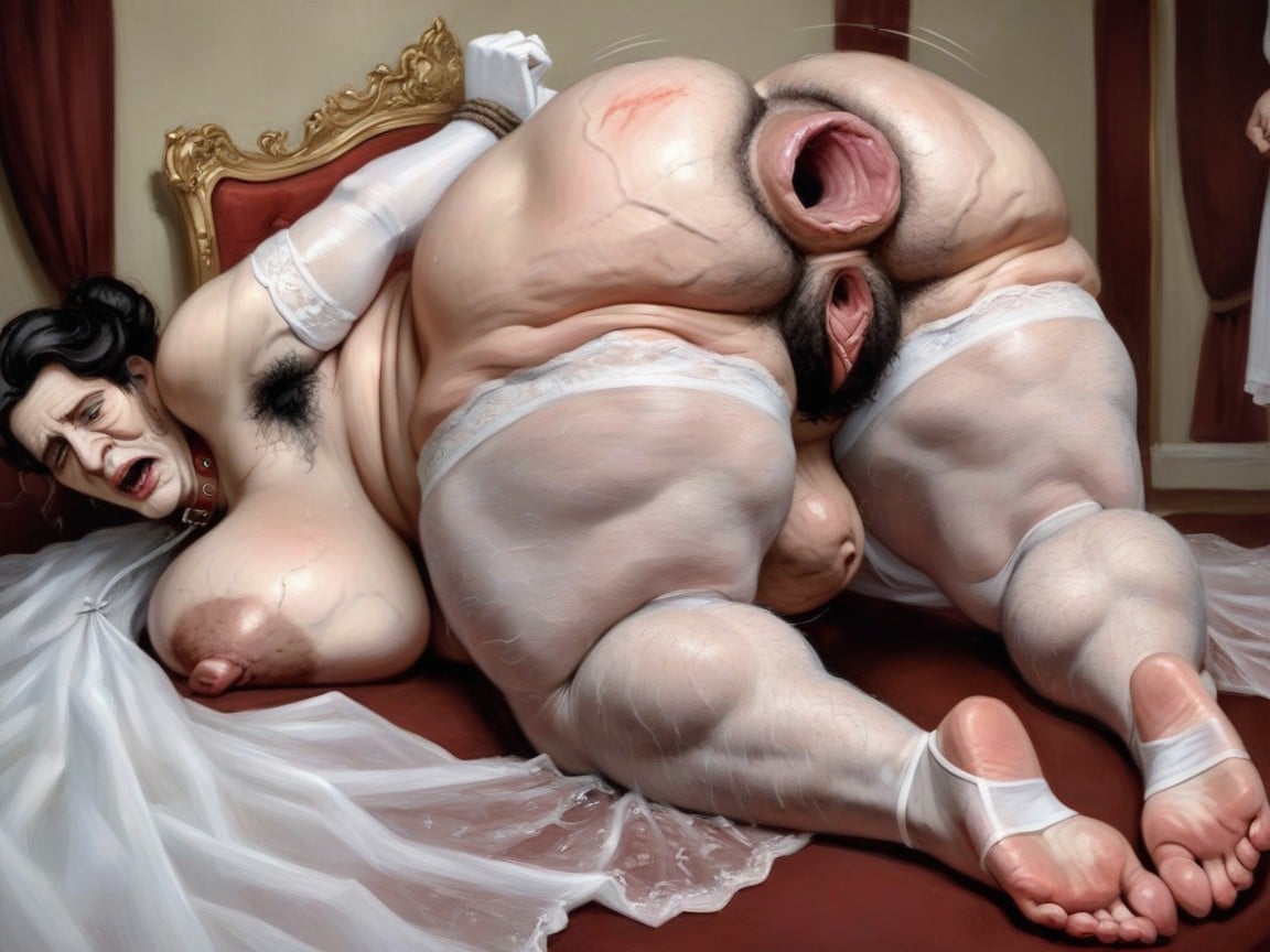 Wedding Dress, Orgasm Face, Very Short Hair AI Porn