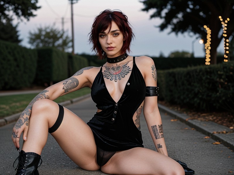Neck Tattoos, Very Short Hair, High Waisted Thong AI Porn