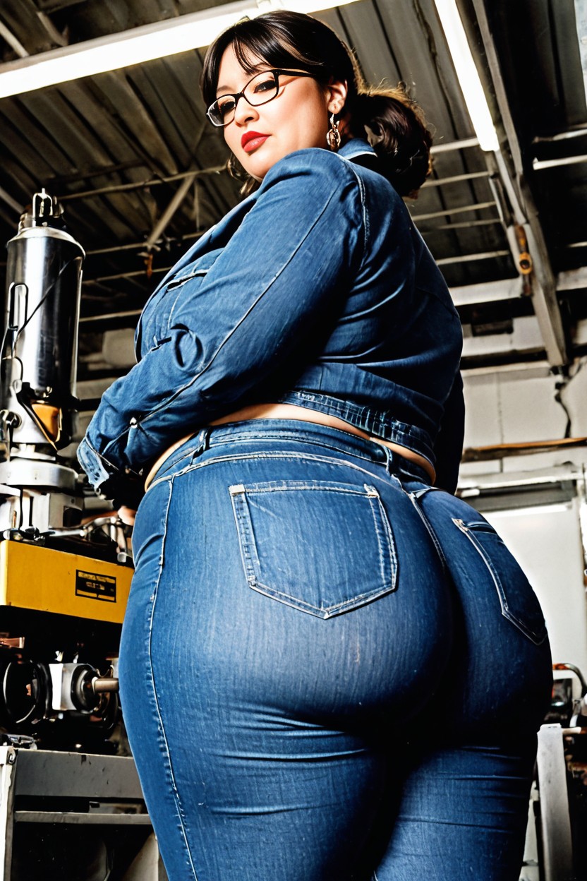 Wearing Tight Work Jeans, Large Ass, Waist Shot AI Porn