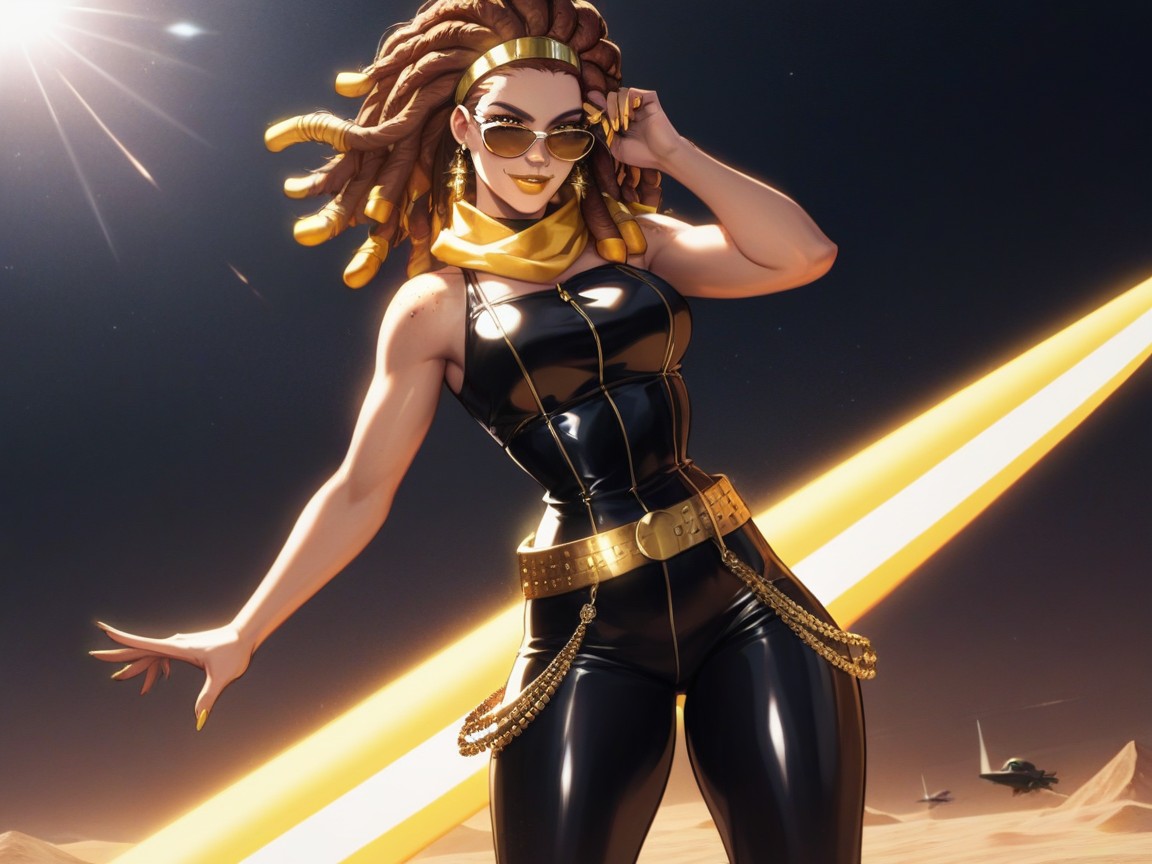 Épais, Rounded Abdomen, Wearing Gold Silk Spy Clothes Porno IA Hentai