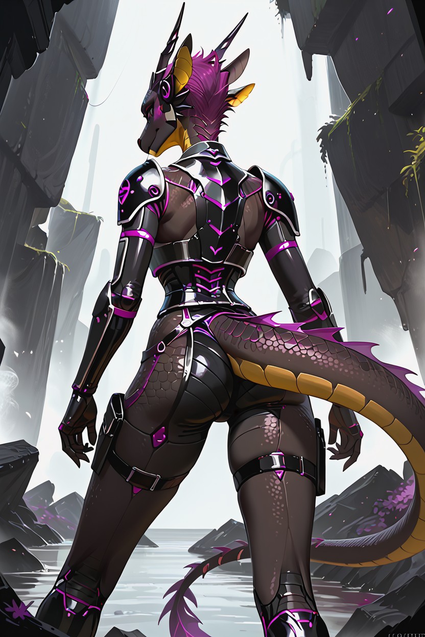 Side View, Robot Armor, Long Body Furry AI Porn