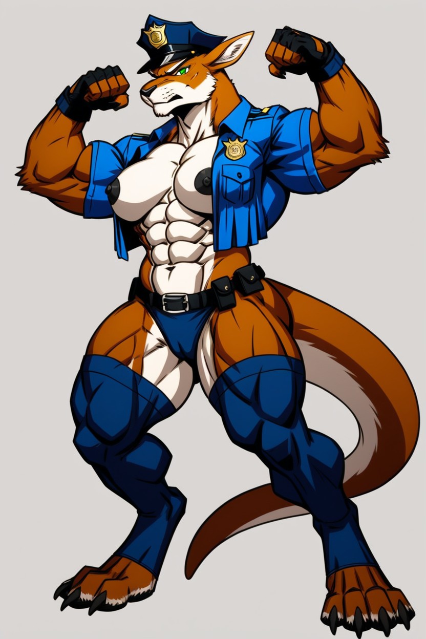 Extremely Muscular, Green Eyes, Extremely Muscular Furry AI Porn