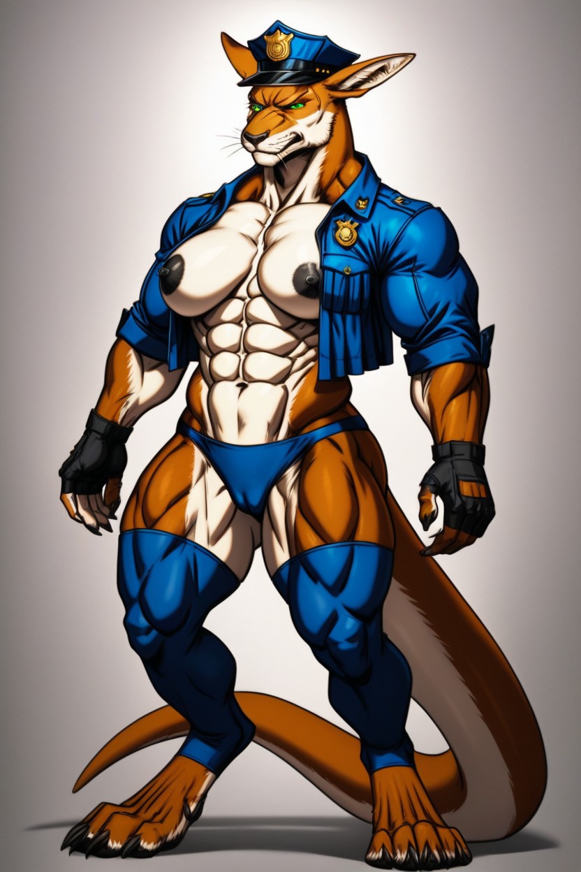 Long Digitigrade Legs, Full Body, Extremely Muscular Furry AI Porn