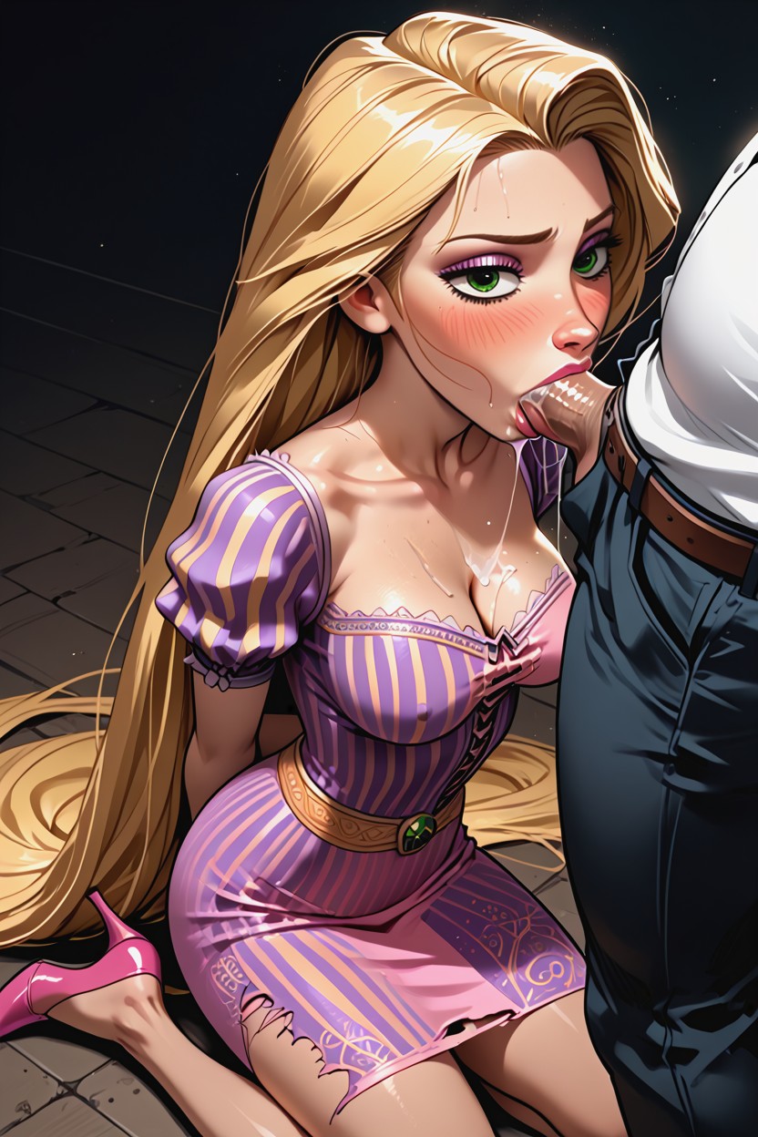 18+, Cum Flows Down Her Neck, Rapunzel Hentai IA
