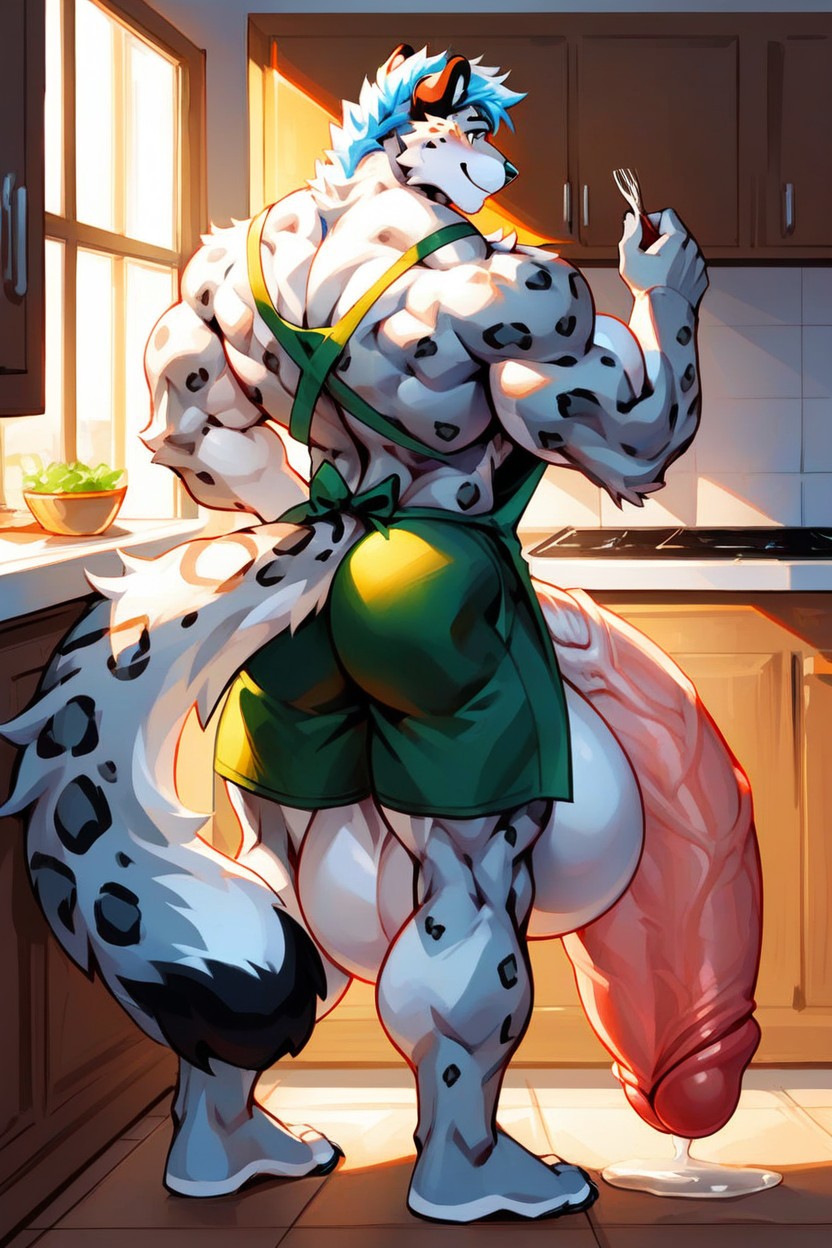 Gigantic Balls, 18+, Thick Muscular Bodybuilder Furry AI Porn