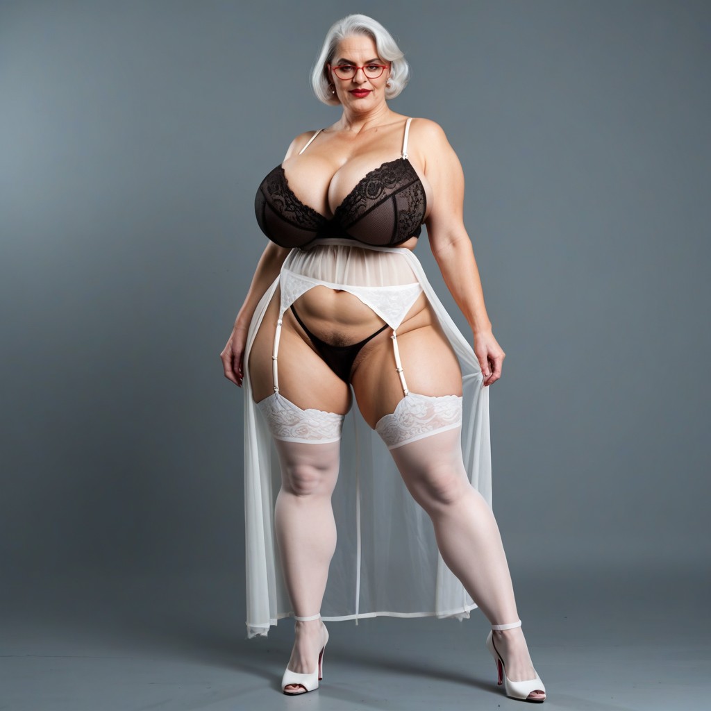 Thick, Pink Lace Stockings, Thong AI Porn