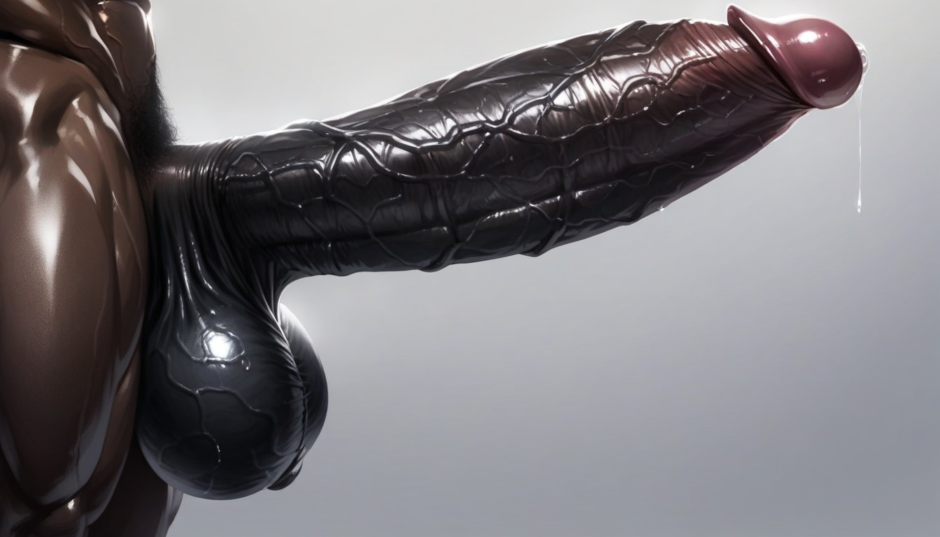 Thickest Girthy Black Penis, Full View Of Penis And Balls, Side View AI Porn
