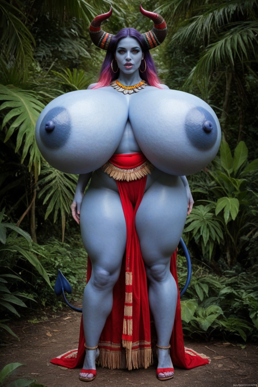 Tribal Clothing, Front View, Very Blue Skin AI Porn