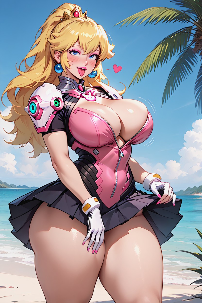 Golden, On A Beach, Very Happy Hentai AI Porn