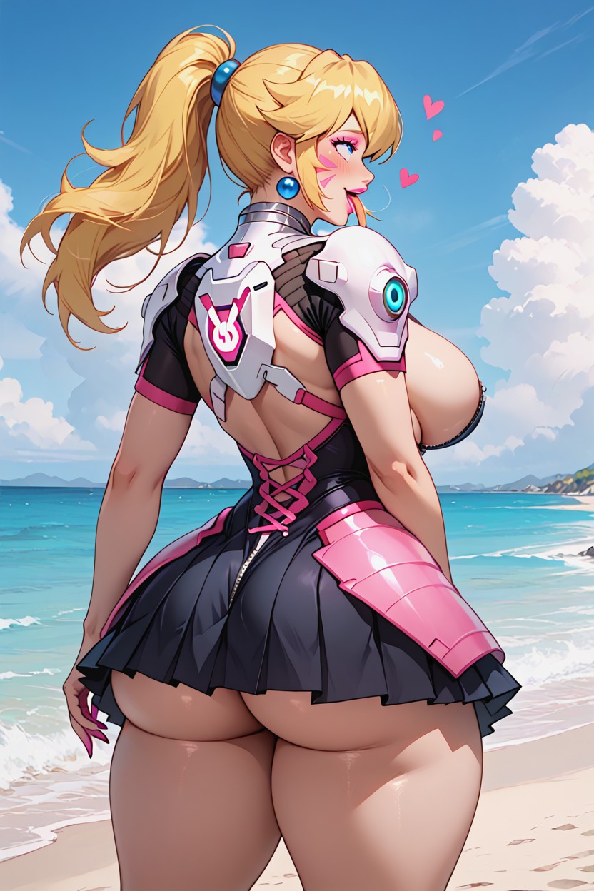 Tight Skirt, Rear View, Yellow Hair Hentai AI Porn