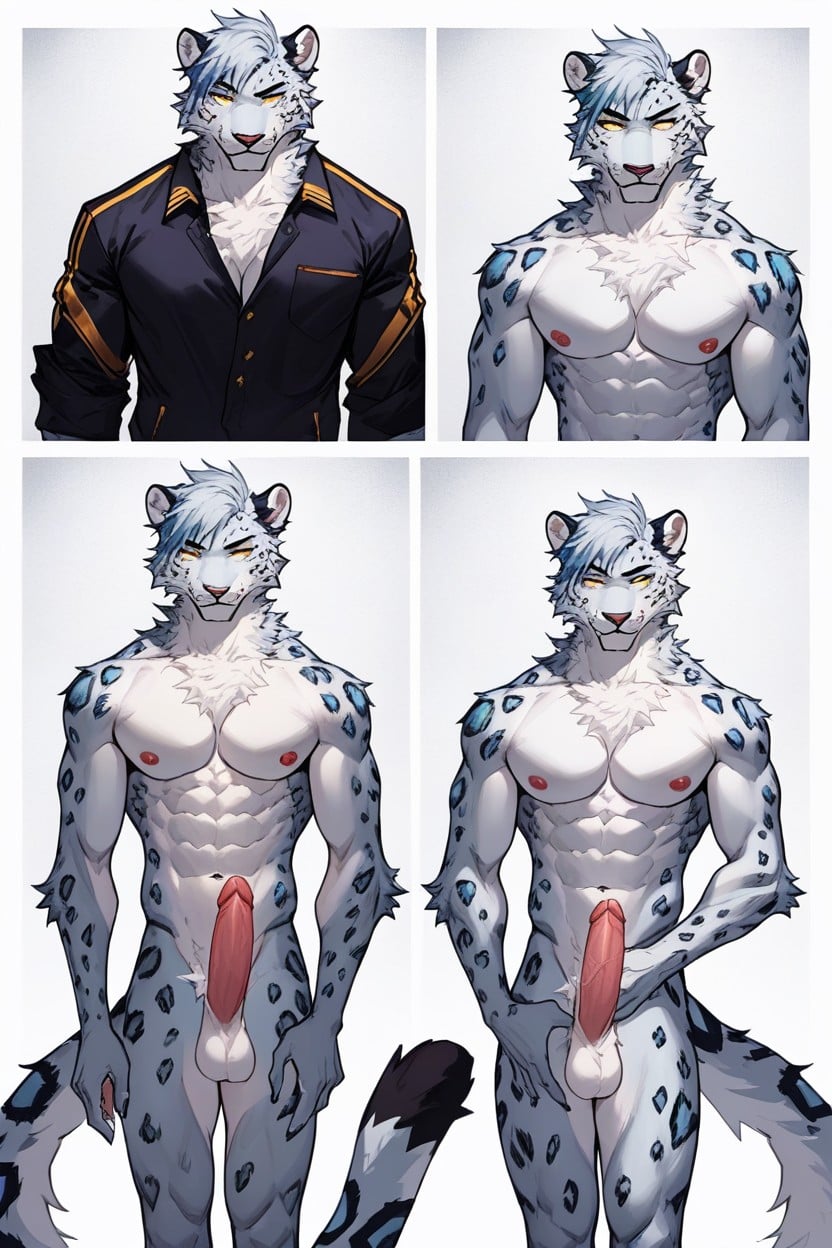 A snow leopard's body a tempting masterpiece