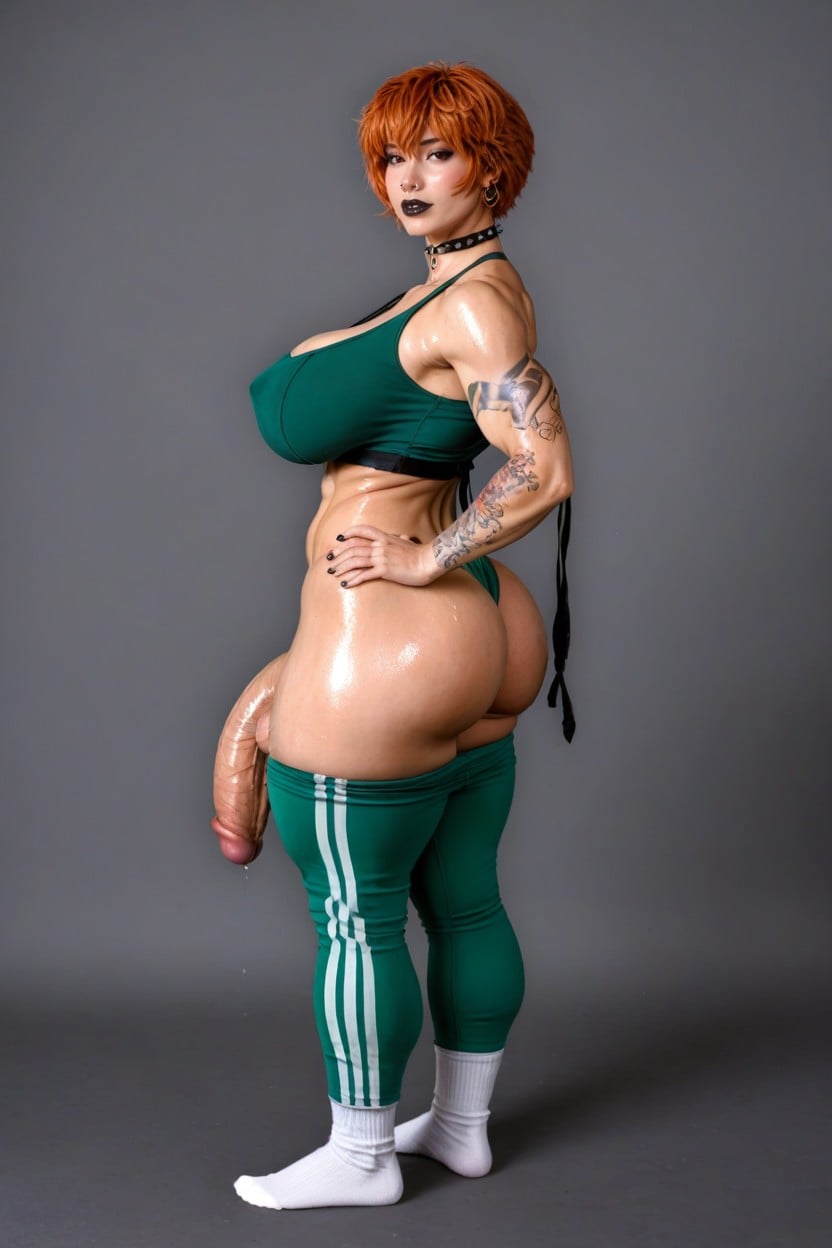 Nose Ring, Big Sagging Breasts, Eye Shadow Shemale AI Porn