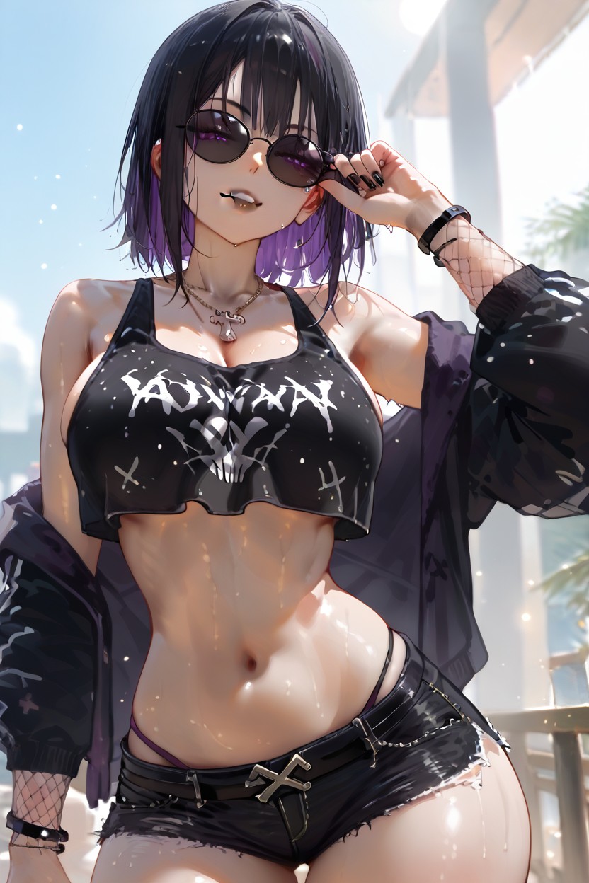 Man, Black Nails, Multicolored Hair Hentai AI Porn