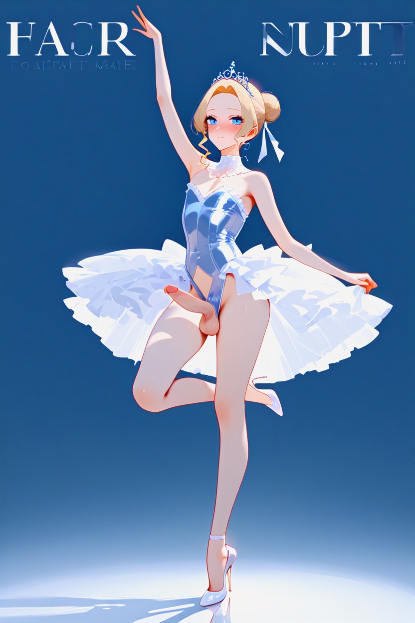 Ballerina Dancing, Delicate Thighs, Transparent Leotard Shemale AI Porn