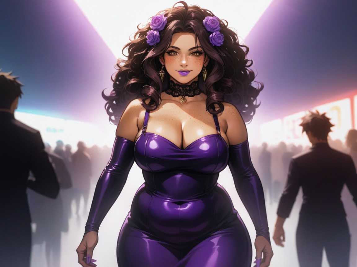 Brown Eyes, Permed Hair, Rounded Chest Width Hentai AI Porn