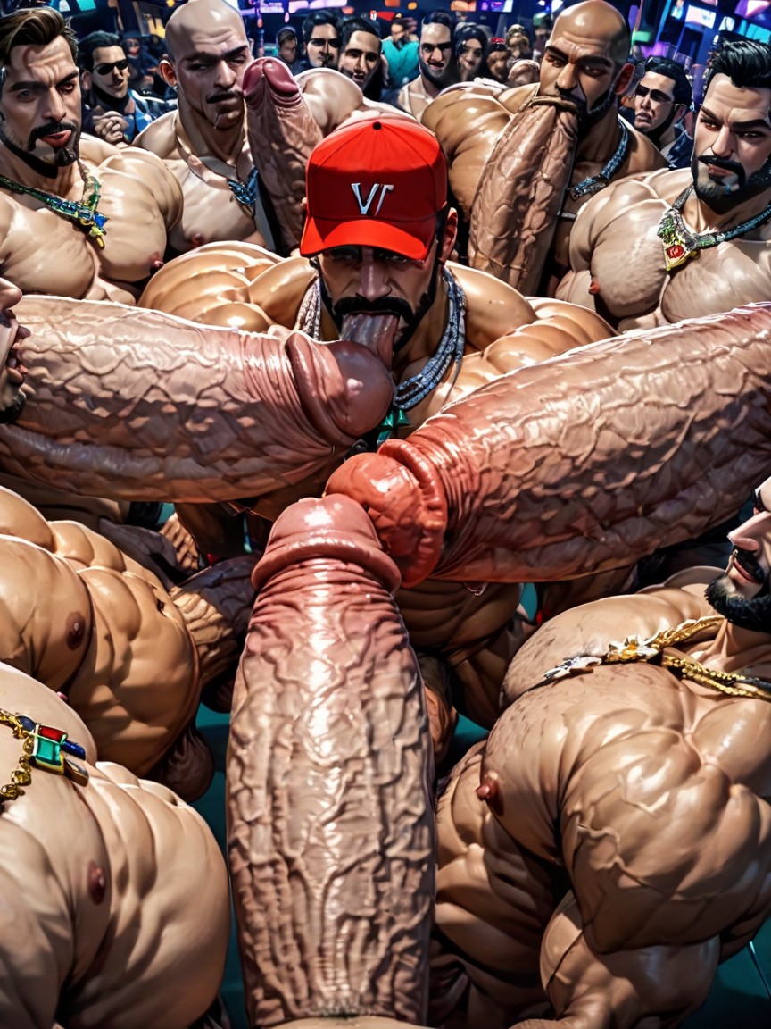 Erect Penis, Mouth Agape, Oiled Skin AI Gay Porn