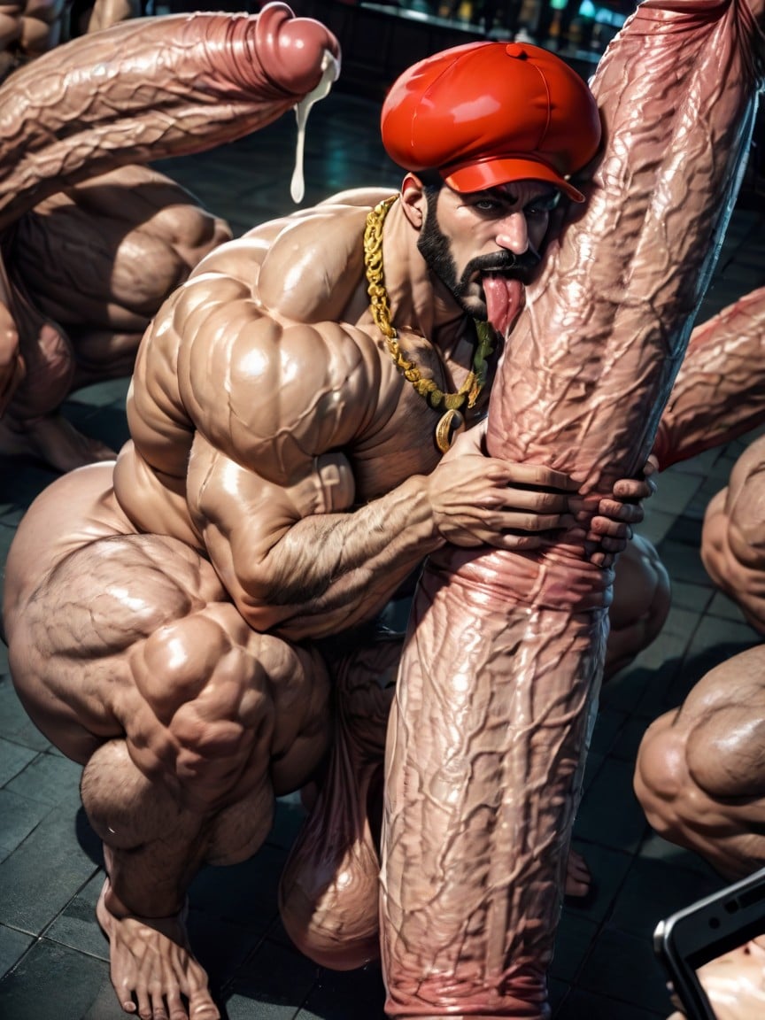 Oiled Skin, Close Up, Erect Penis AI Gay Porn