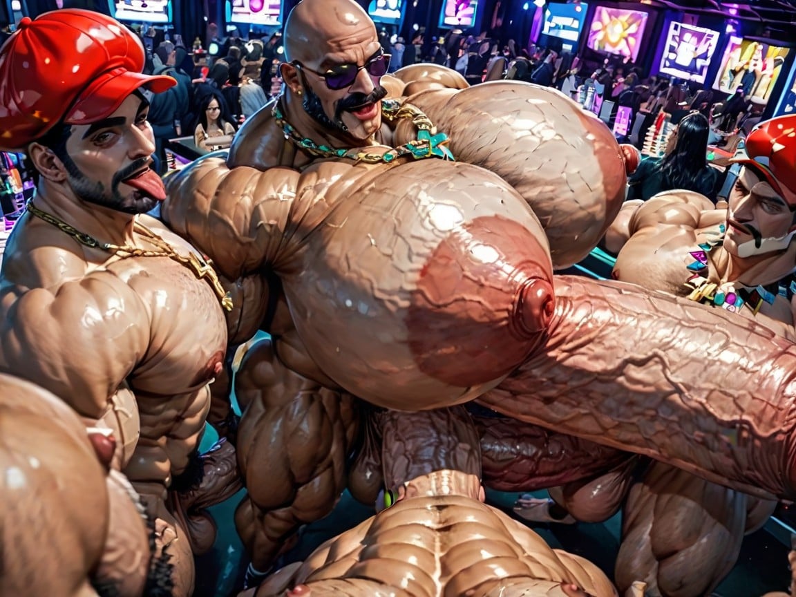 Sweaty, All Hyper Boobs, Oversized Muscles AI Gay Porn