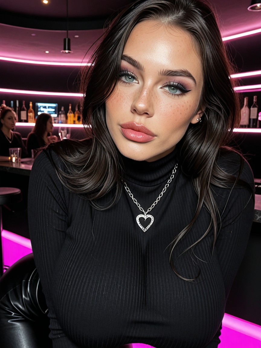Side Close Up Face, Ruby Necklace, Oiled Skin AI Porn