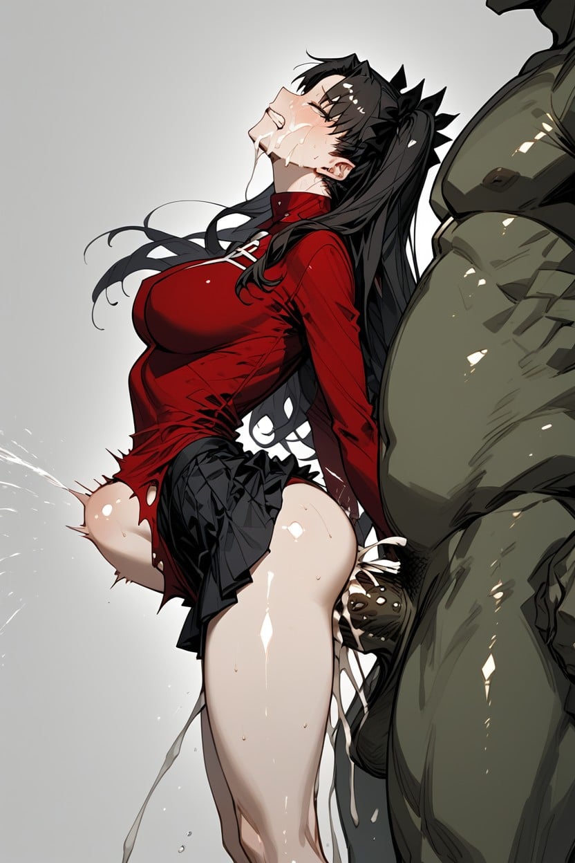 Creampie, Stomach Bulge, Impaled On Long Barbed Dick Hentai AI Porn