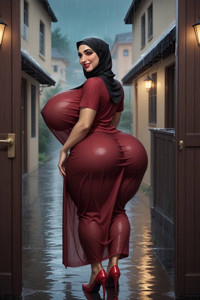 Mischievous (smiling While Blushing), Raining, Oversized T-shirt Hentai AI Porn