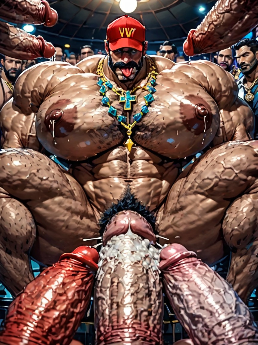 Many Huge Cocks In Mouth And Hyper Massive Ass, Oral Double Penetration, Focus Under Boob AI Gay Porn