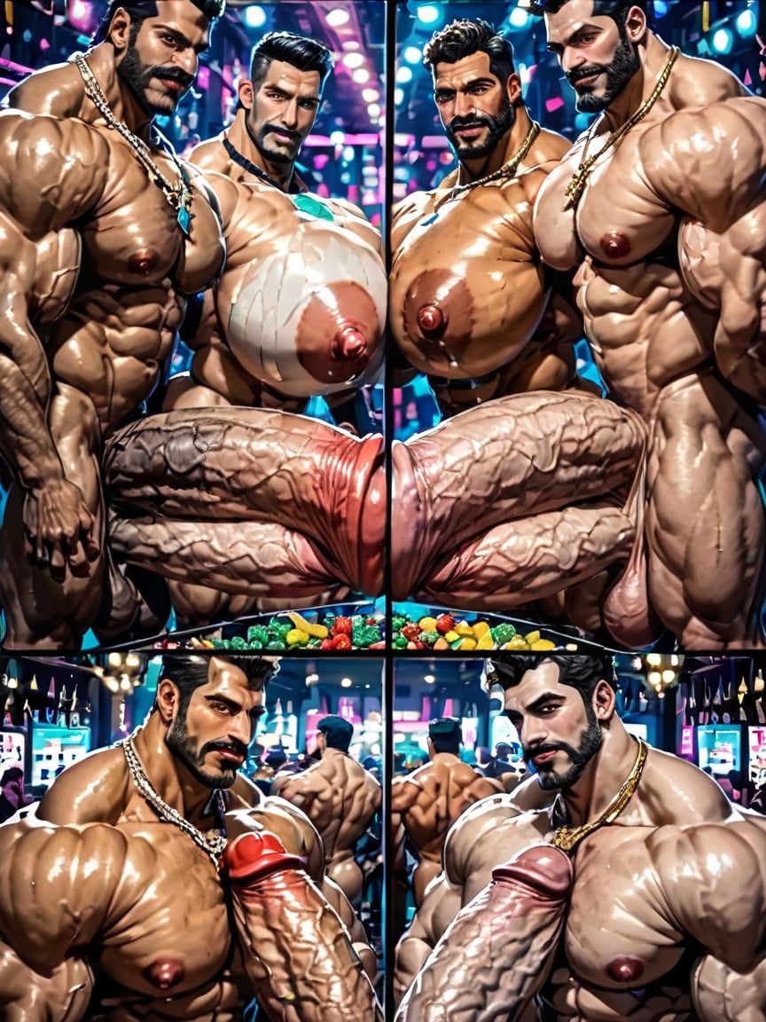 Gay Gangbang, Tanned Skin, Sideburns AI Gay Porn