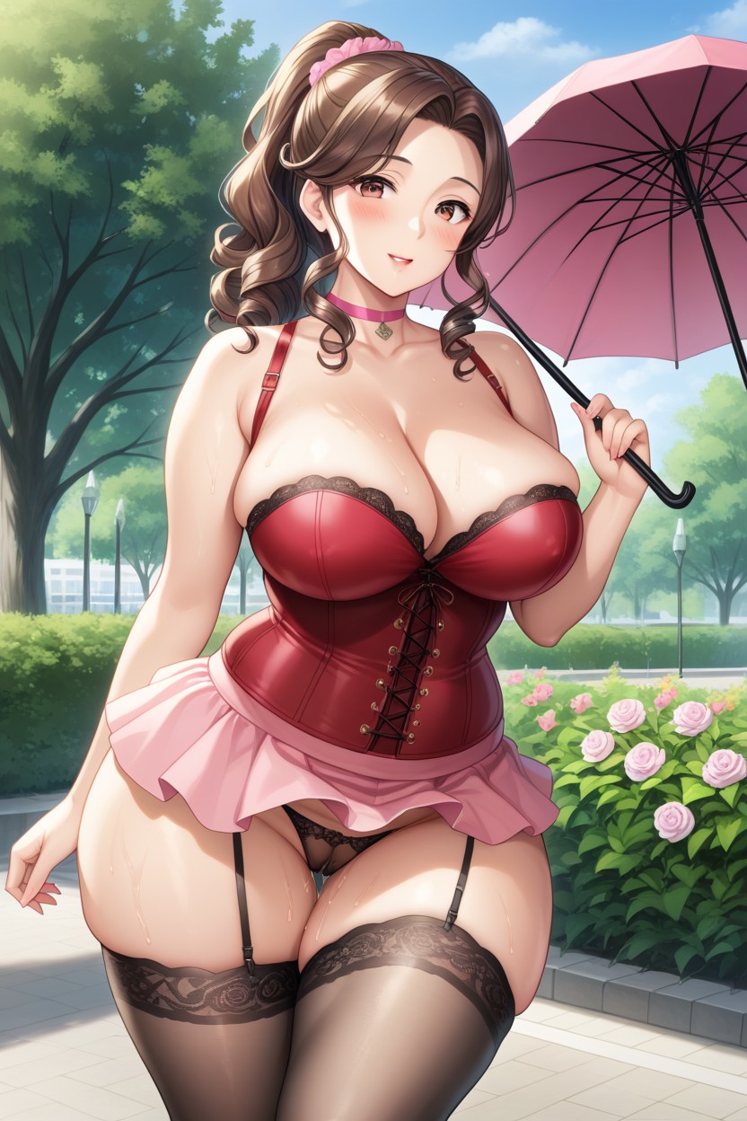 Black Corset, Front View, Playful Pose Hentai AI Porn