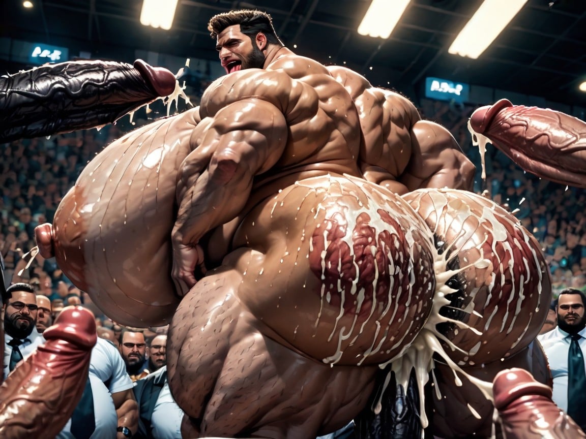 Massive Muscles, Arms Behind Back, Gangbang Massive Ass AI Gay Porn