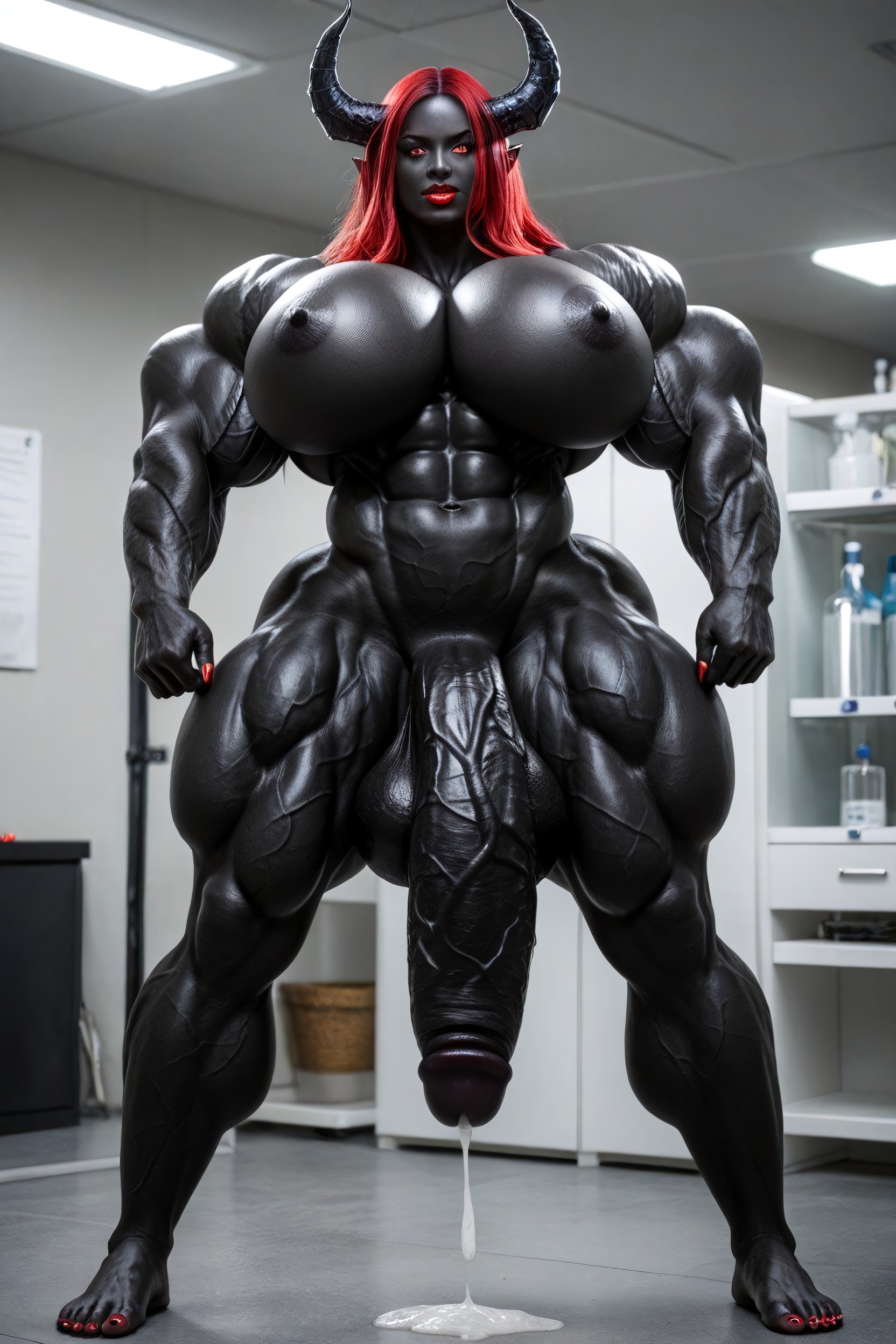 Bottom Heavy, Giantess, Black Skin Shemale AI Porn