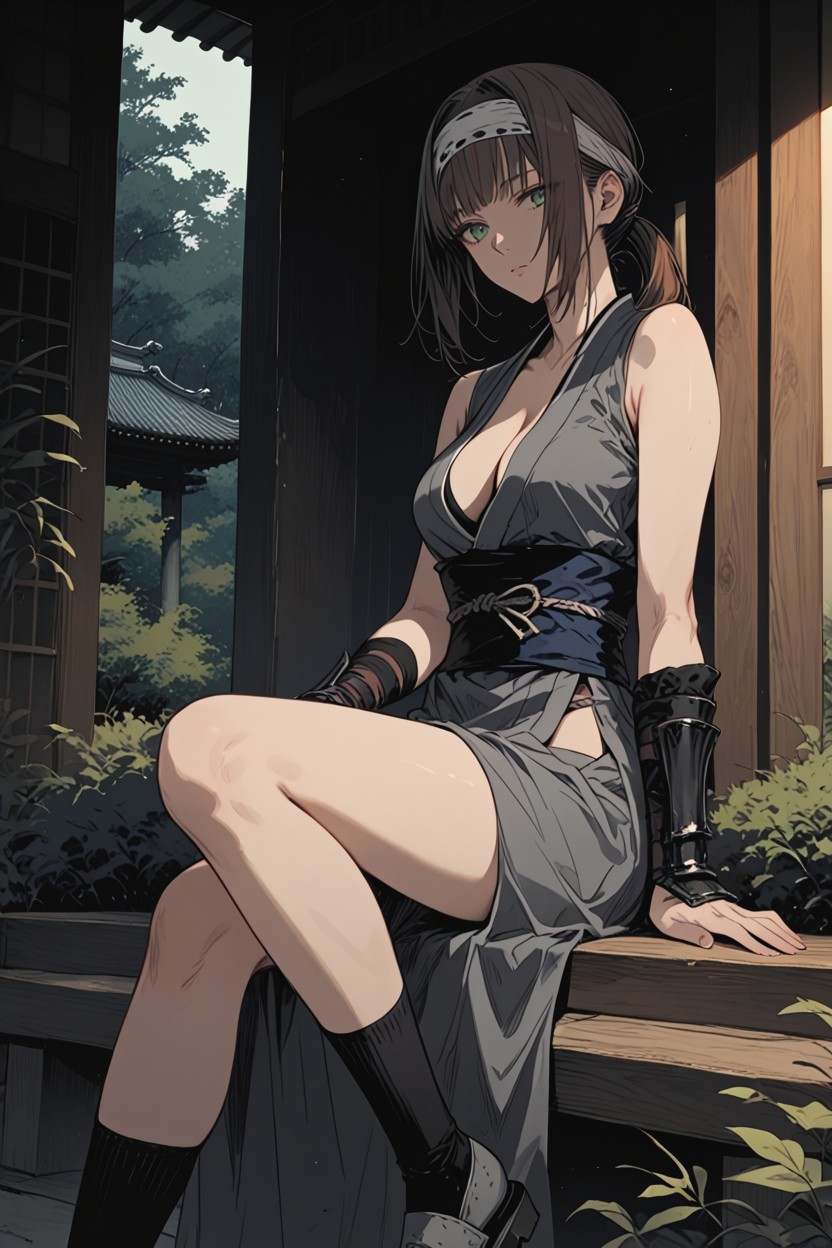 Dark Grey Cloth Headband, 18+, Dark Shinobi Outfit Hentai AI Porn