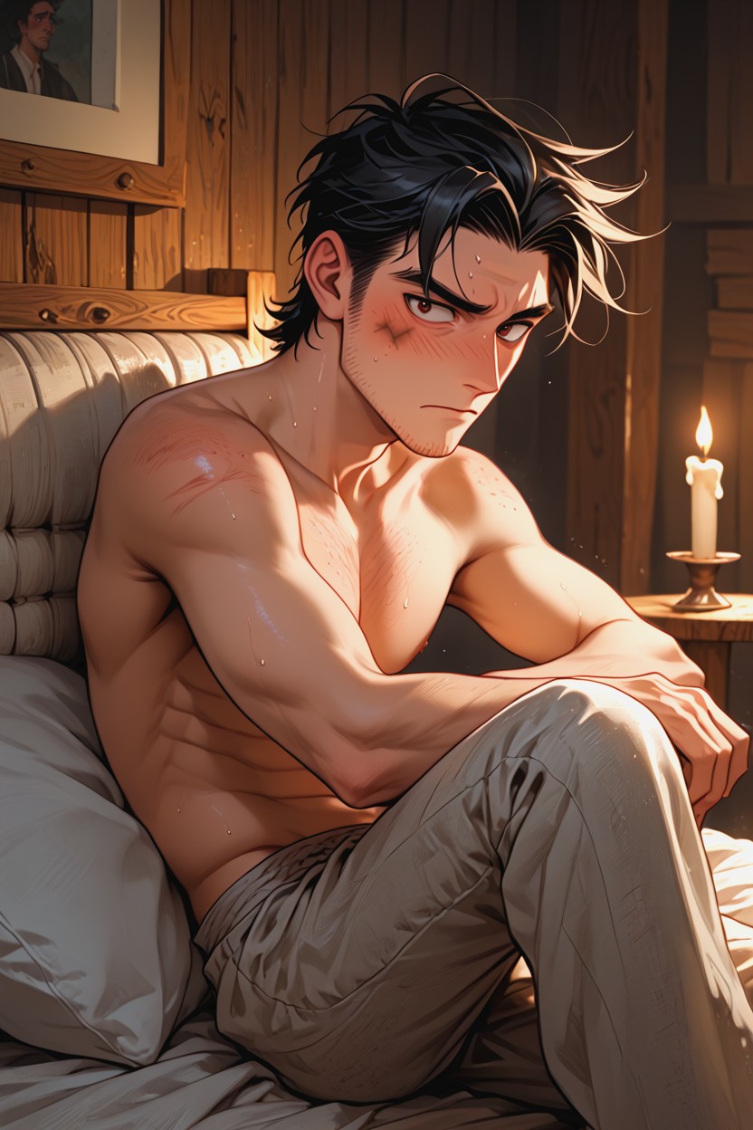 Goofy Face, Messy Black Hair, Straw Mattress Hentai AI Porn