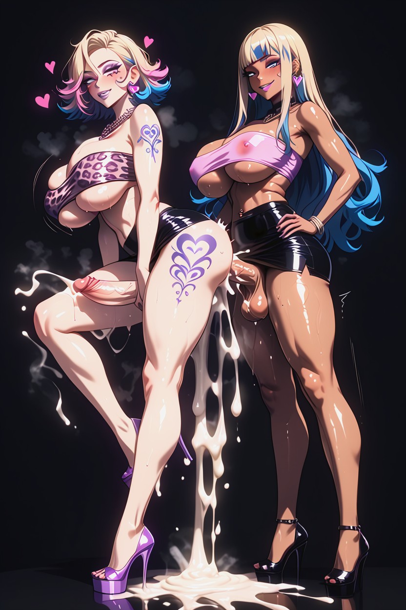 Pointy Breasts, Hyper Colossal Gigantic Breasts, Cum In Anus Shemale AI Porn