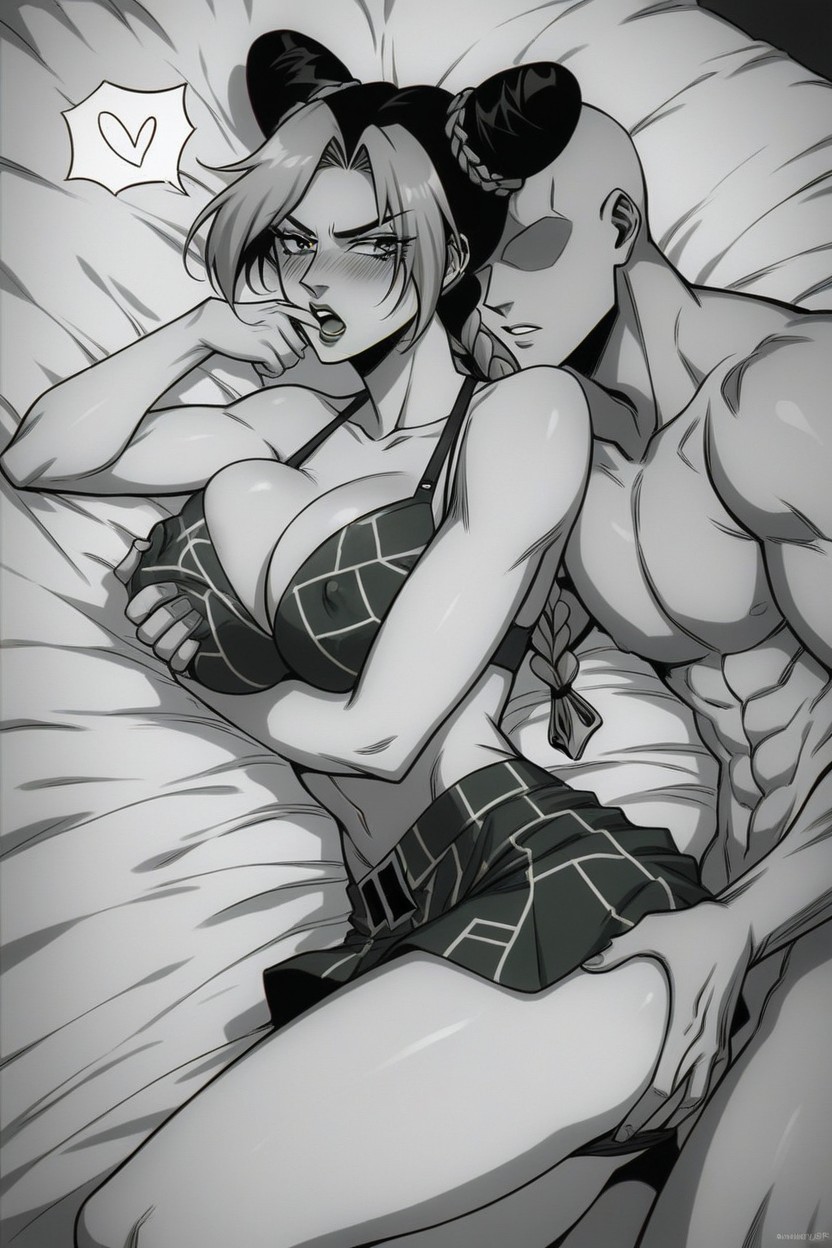 Biunce Lines Around Ass, A Lot Of Breast Cleavage, Jolyne Laying On Side Hentai AI Porn