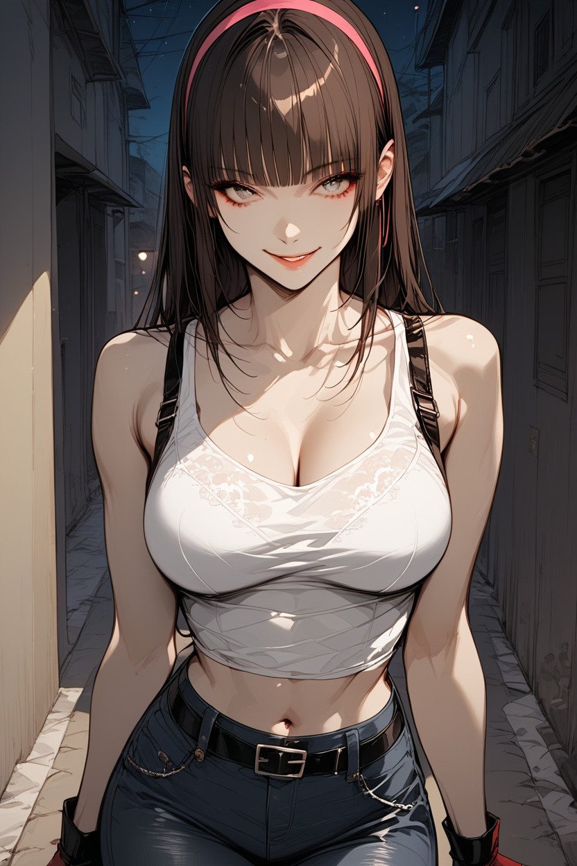 German, Washed Blue Jeans, Black Waist Belt Hentai AI Porn