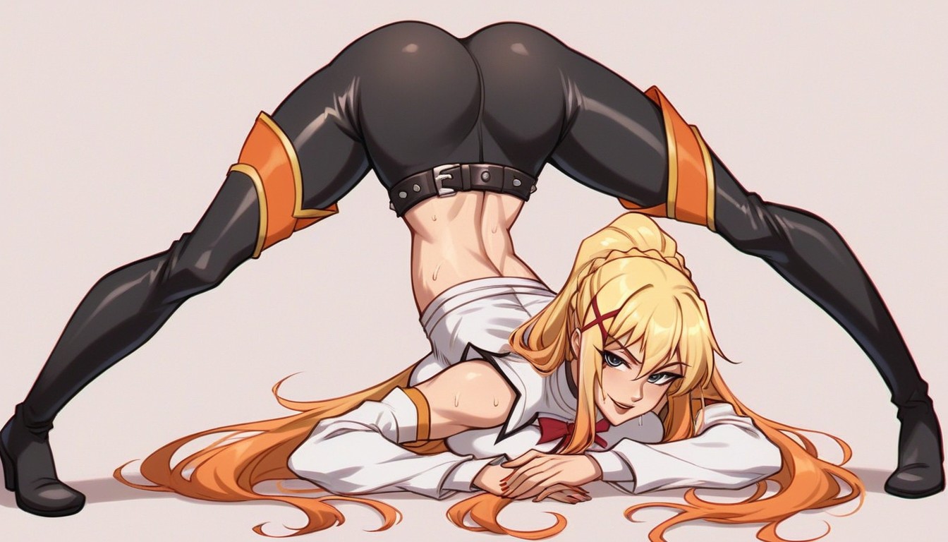 Looking Back At Viewer, Legs Spread Wide, Large Ass Hentai AI Porn