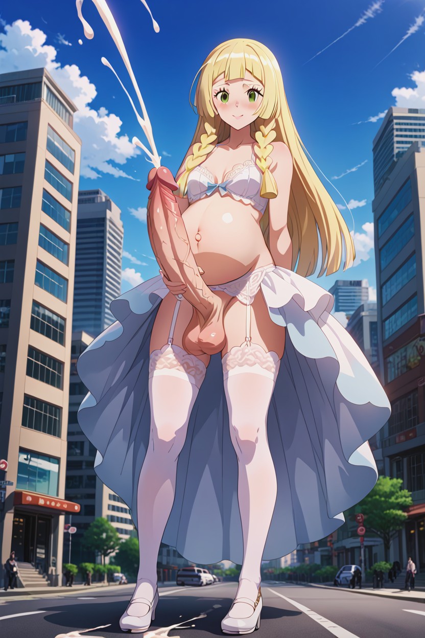 Giant Sized Woman, High Thigh Stockings, Small Breasts AI Porn