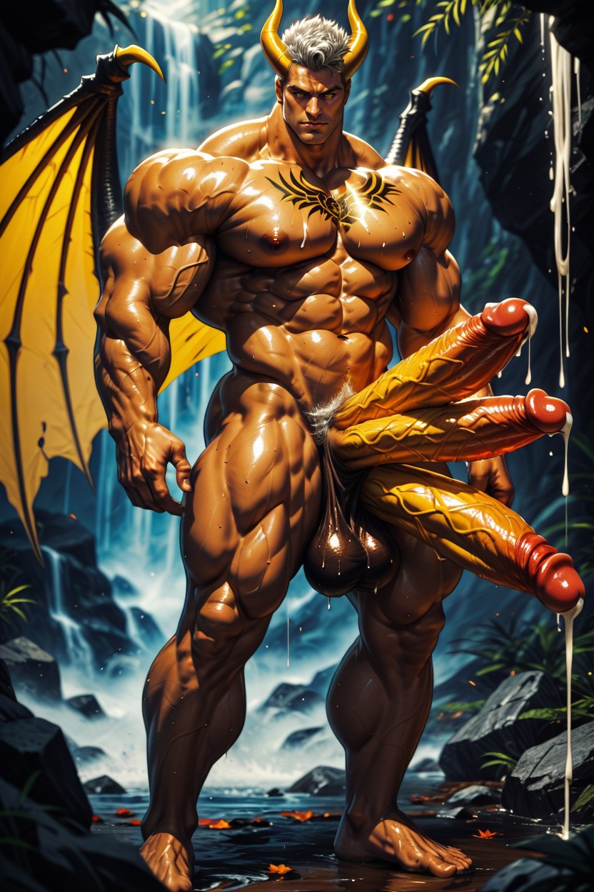 Oversized Muscles, Full Body, Sweaty AI Gay Porn