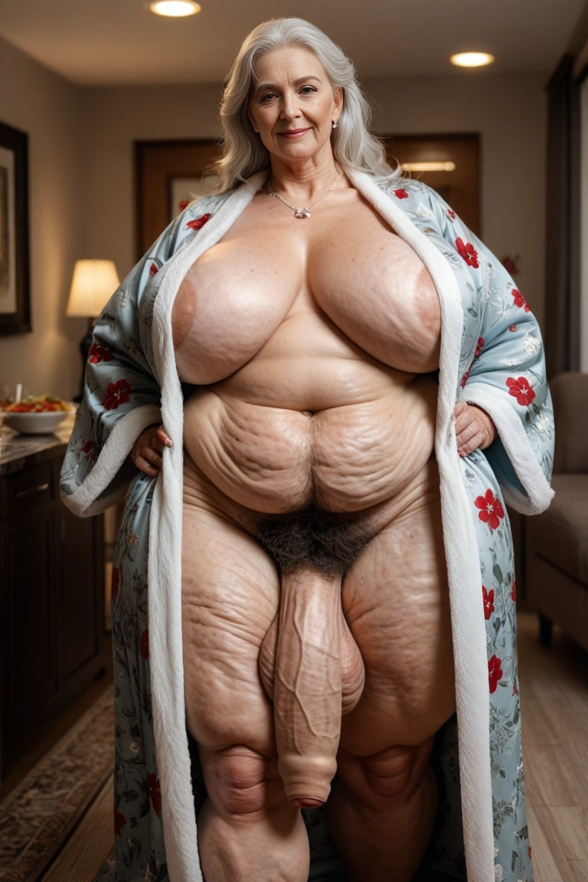 Gigantic Saggy Stretch Mark Breasts Hyper Saggy Balls, Obese Flabby Fat, Hyper Obese Body AI Porn