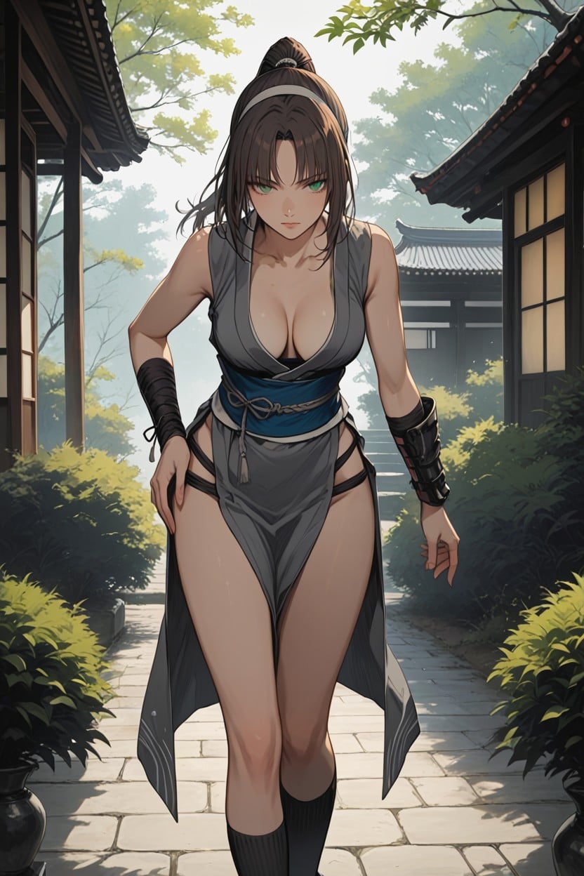 18+, In Ancient Japanese Garden, Skinny Hentai AI Porn