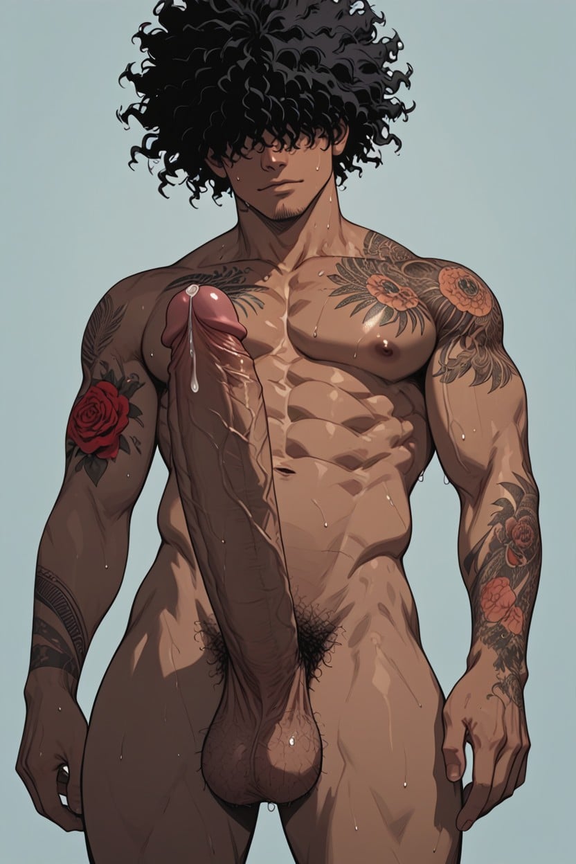 Precum, Messy Hair, Large AI Gay Porn