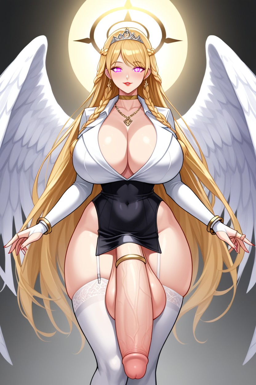 Gold Choker, Large Ass, Pink Eyes Shemale AI Porn