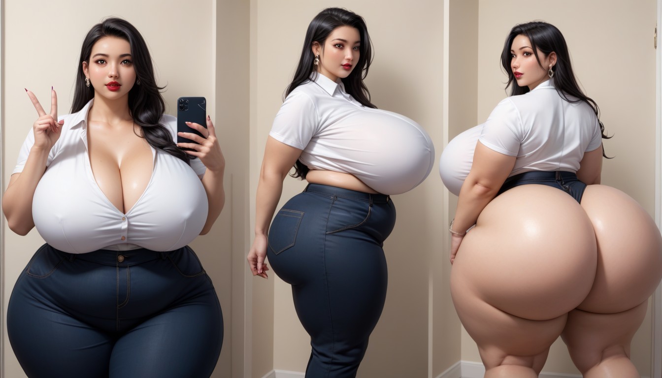 Cleavage, Breast Expansion, Mega Engorged So Much More Hyper Fatter Engorged Hyper Mega Breasts And Fat Ass BBW AI Porn