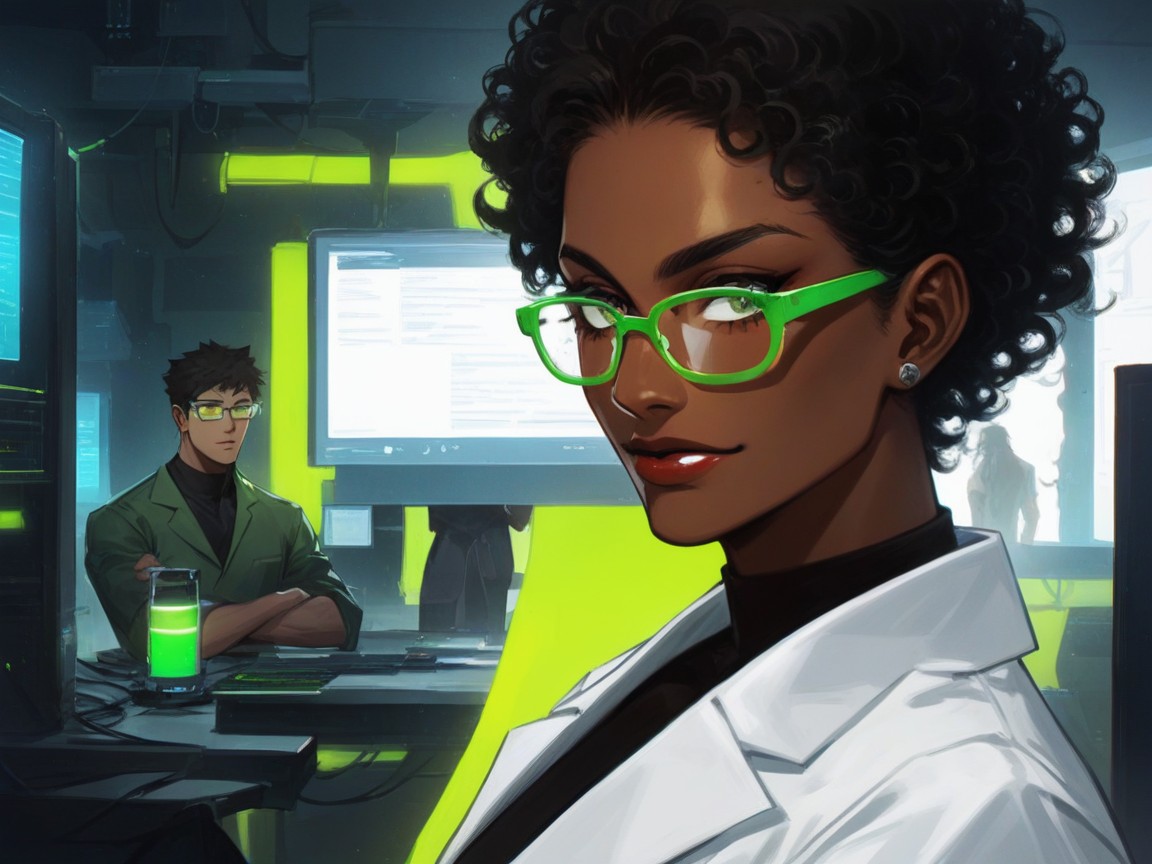 Lab Location, High Contrast Colors, Metal Gauntlets With Cables Hentai AI Porn