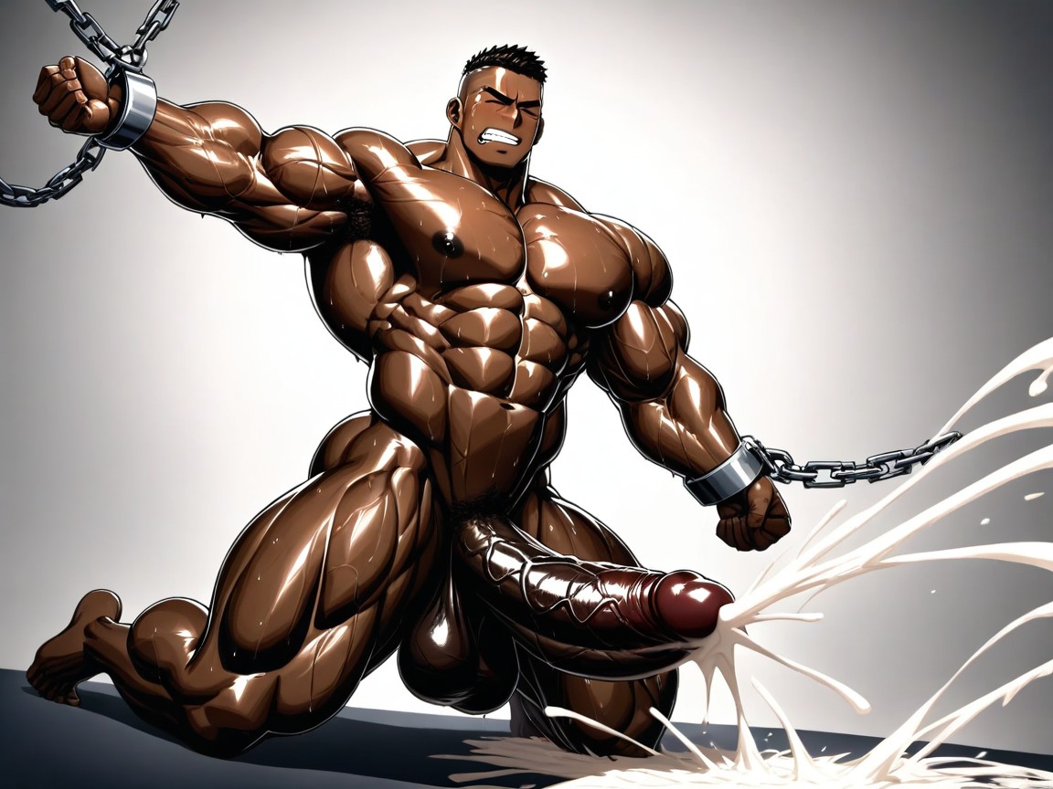 Front View Angle, Veins Stood Out On The Surface, Huge Cumshot AI Gay Porn