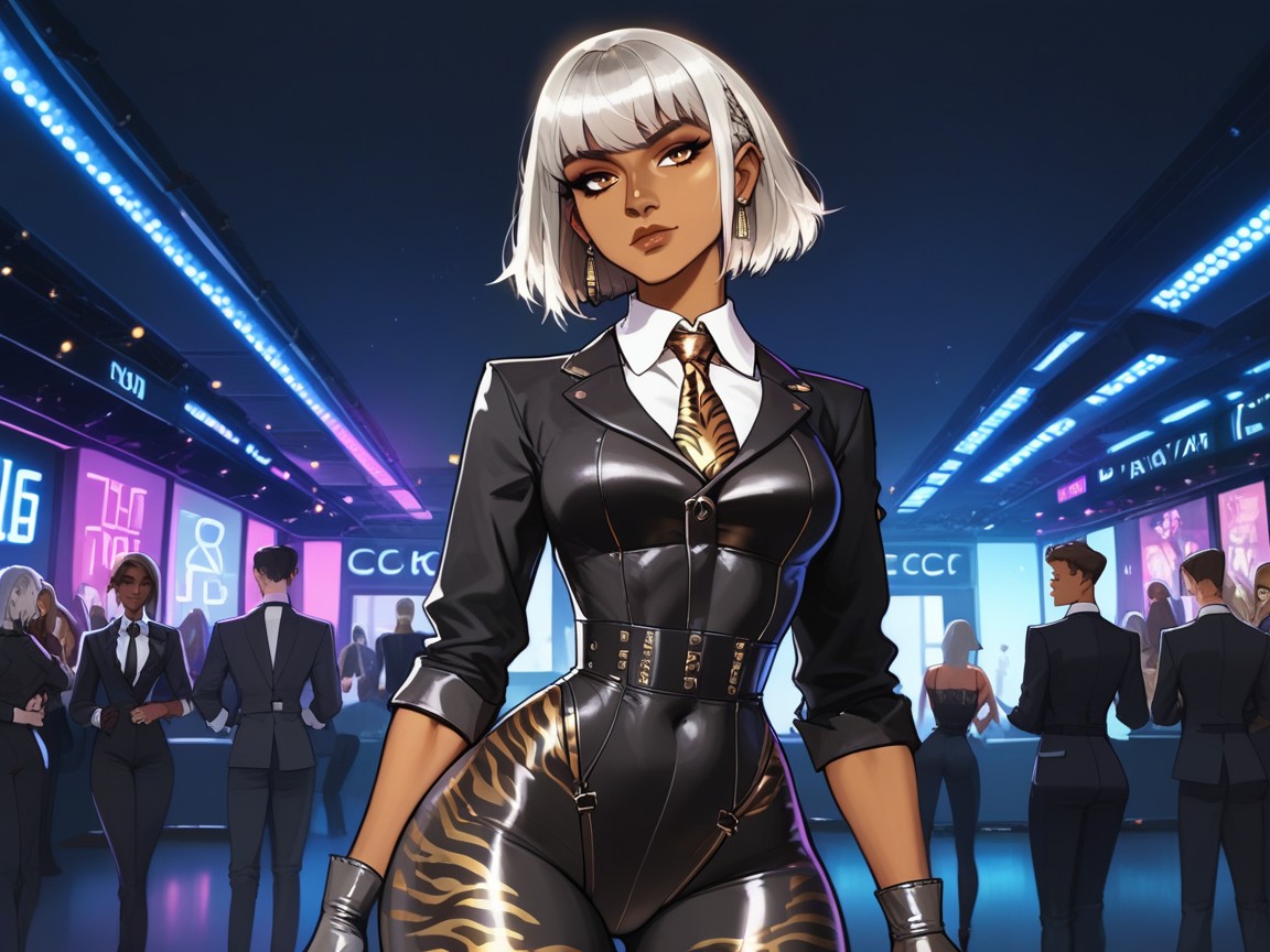 Squared Torso, 18+, Silver Leather Gloves AI Porn