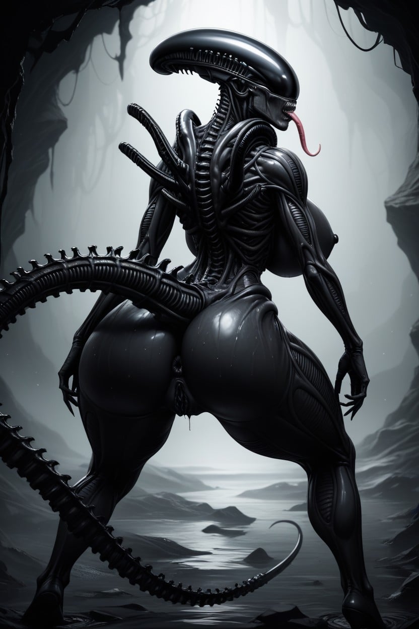 Large Clitoris, Massive Breast, Black Scale AI Porn