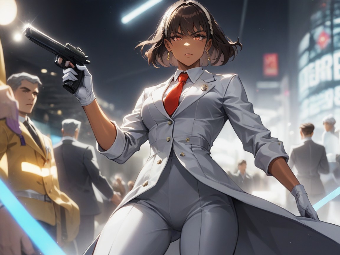 Squared Fit Rectangle Build, Wide Waist, Silver Leather Gloves Hentai AI Porn